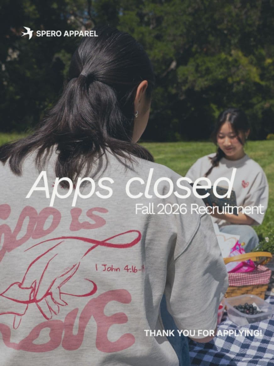 Spero Apparel Instagram — "Apps closed" Fall 2026 recruitment post
