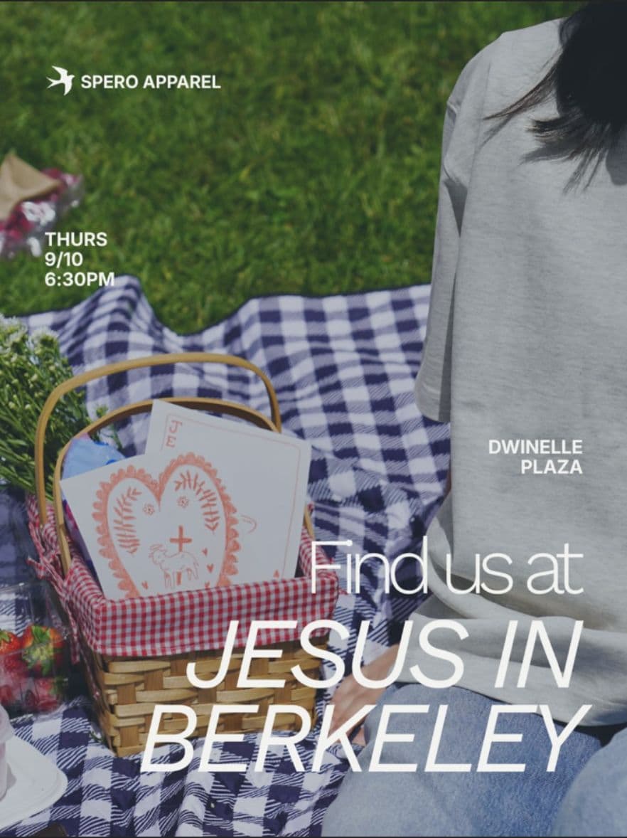 Spero Apparel Instagram — "Find us at Jesus in Berkeley" event post