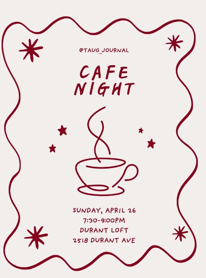 TAUG Instagram — Cafe Night event details flyer