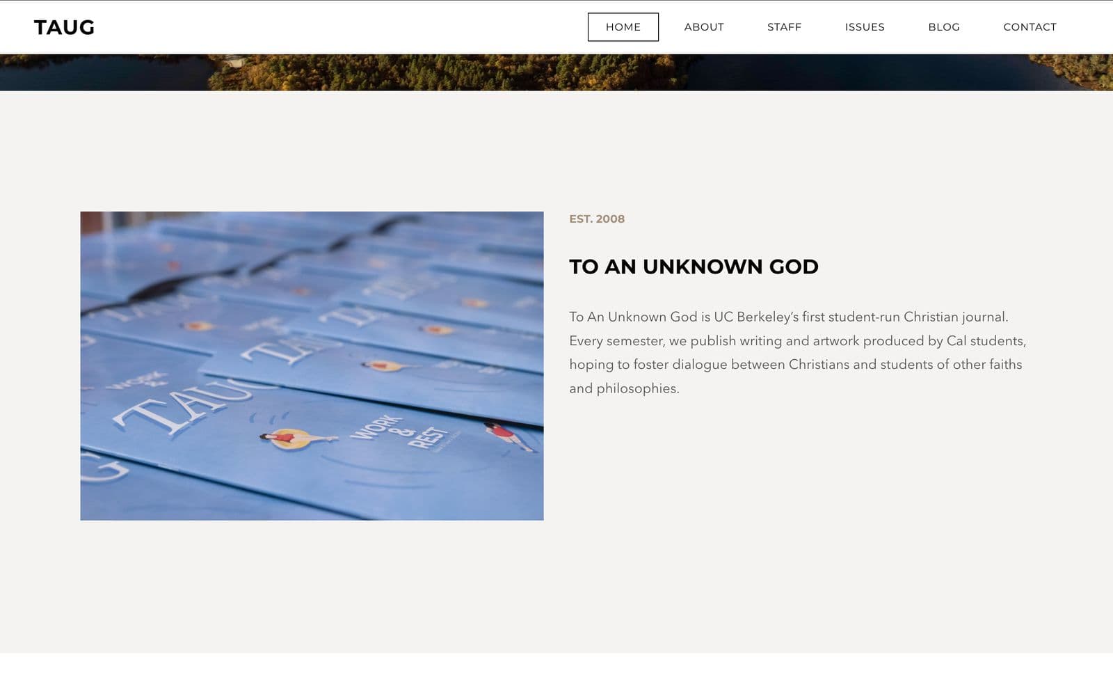 TAUG Magazine website — about page